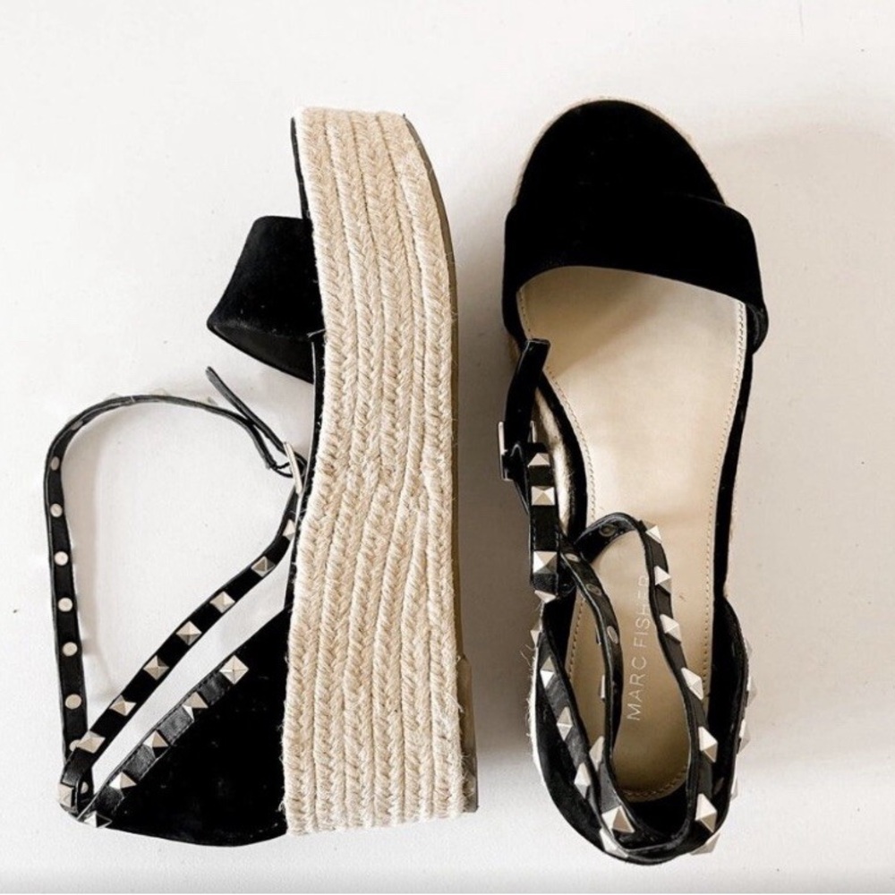 Elegant Black Espadrille Wedge Sandals